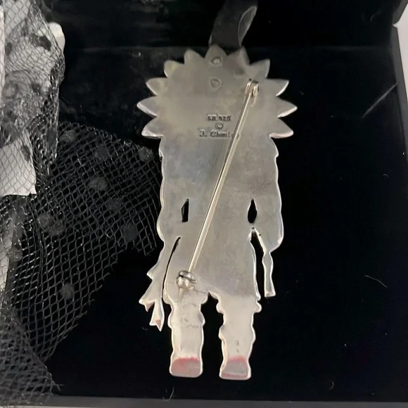 Vintage Fred F. Charley Navajo Kachina Dancer Brooch 925 Sterling Sliver Signed - Picture 4 of 5